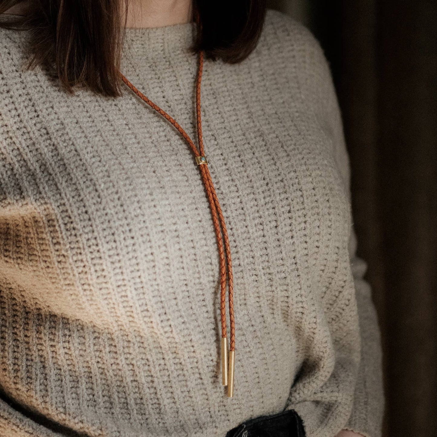 Carlile Bolo Tie: Black / Braided / Brass