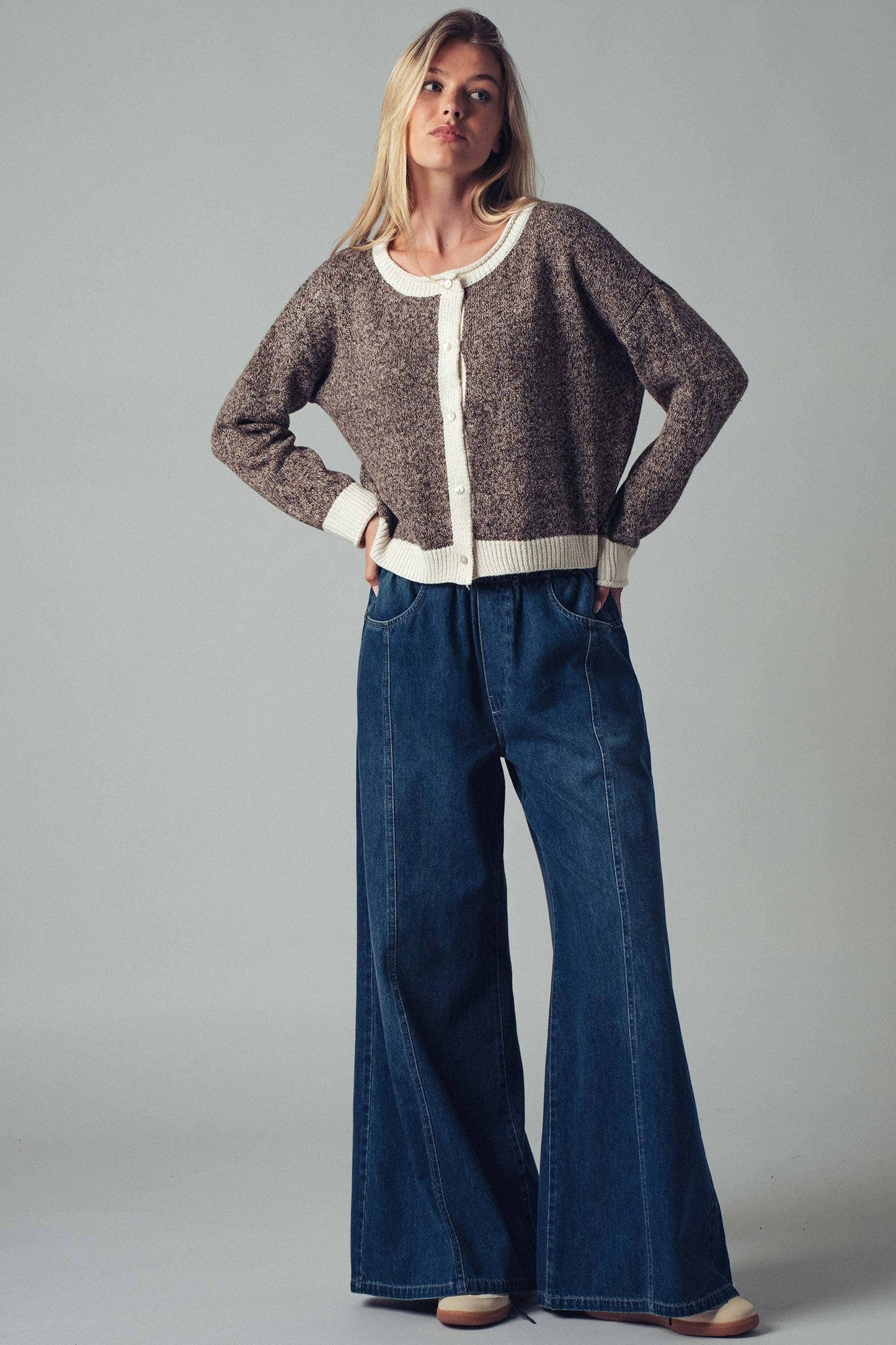 Relaxed Wide Leg Drawstring Western Pants: DK DENIM