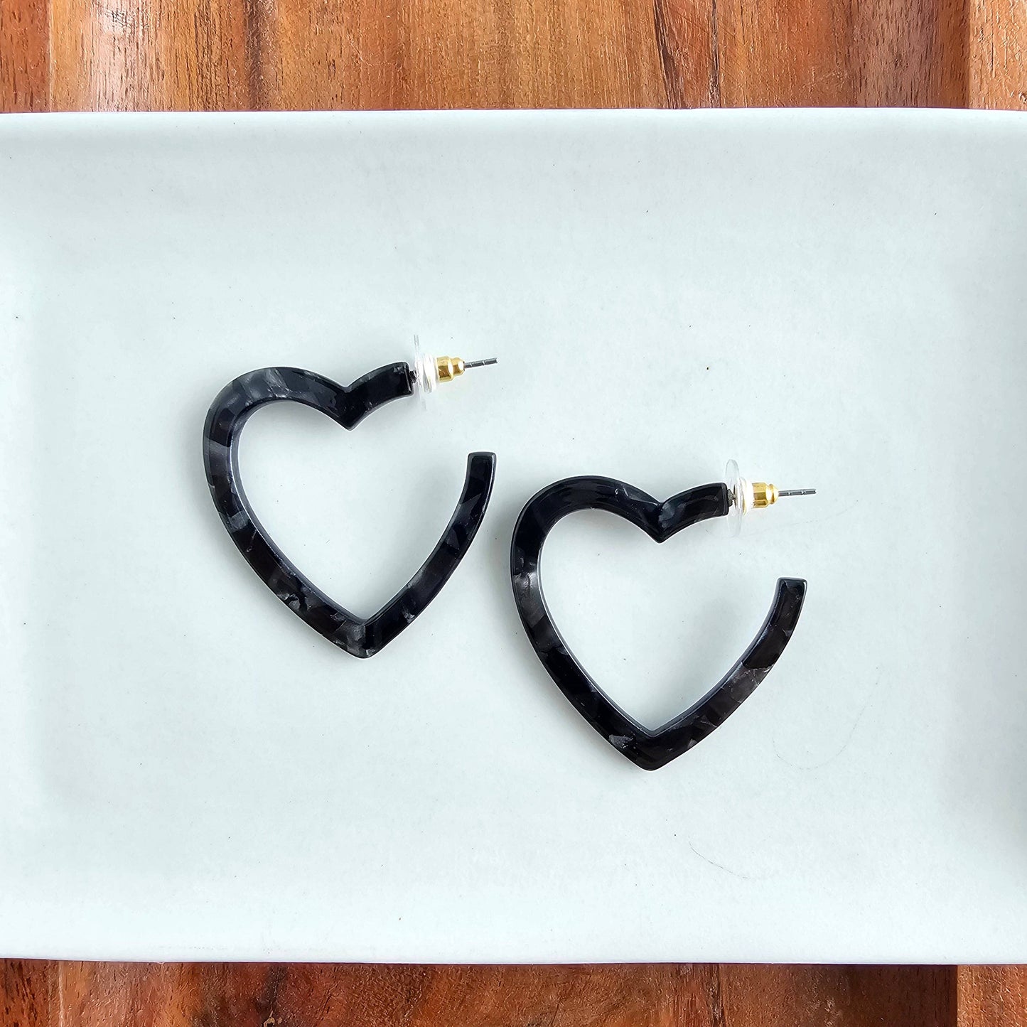 Heart Hoops - Black // Valentine's Earrings