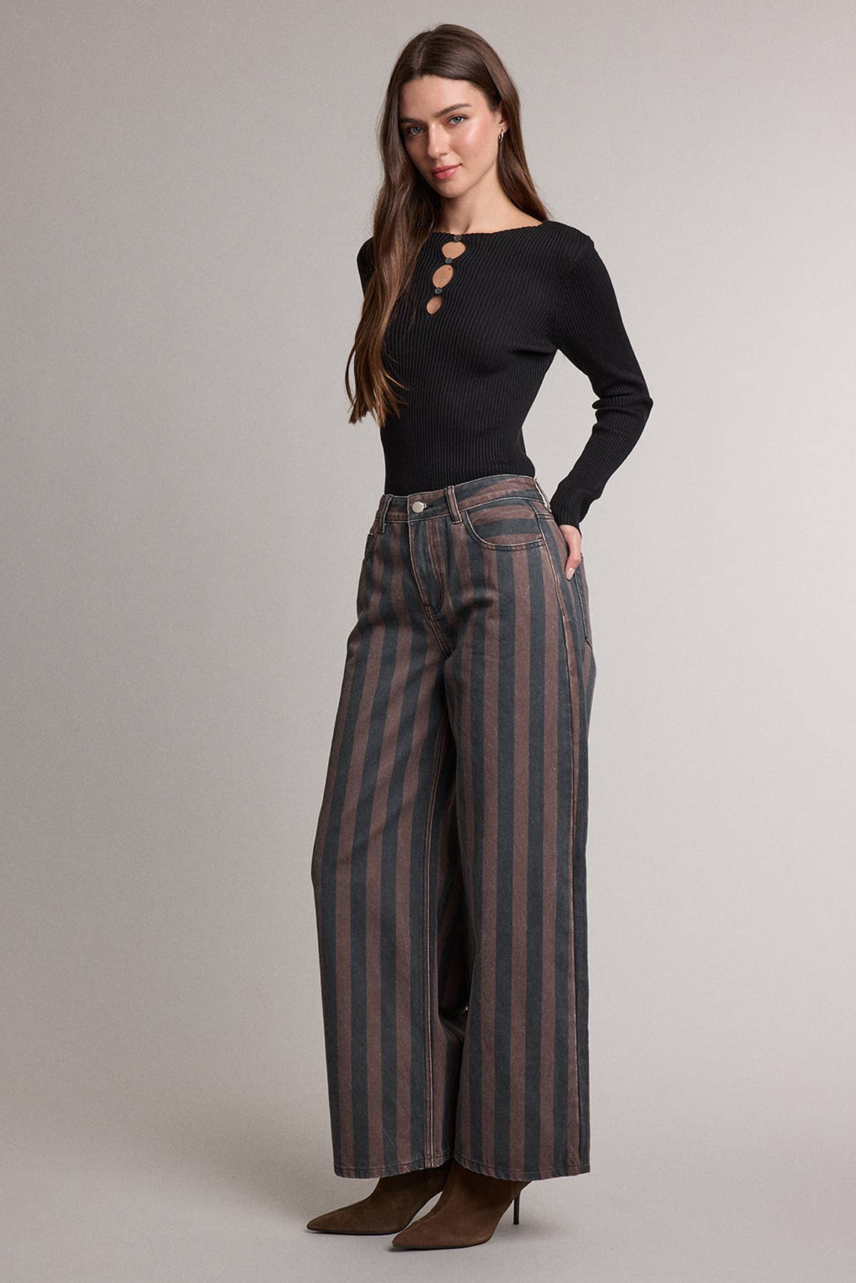 Vintage Stripe Jeans: BROWN STRIPE