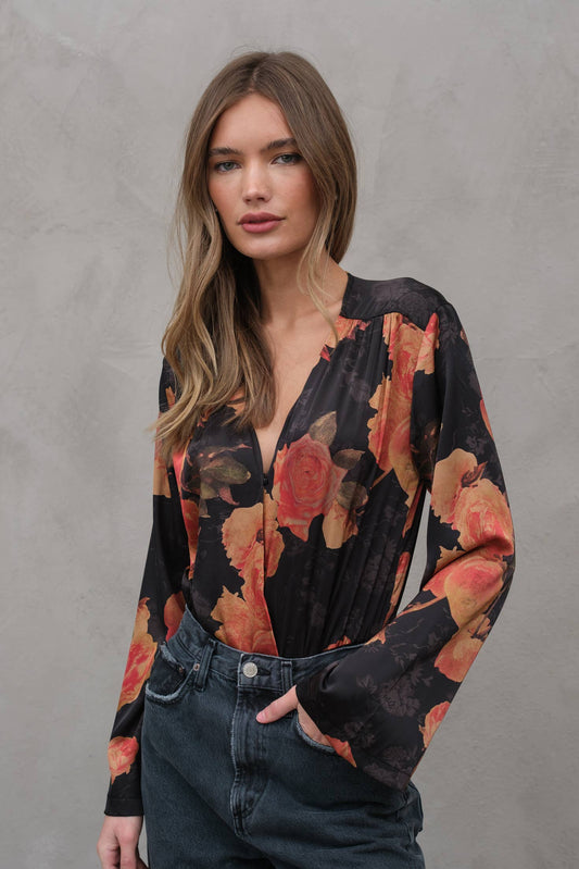 Floral Bodysuit: Black Floral