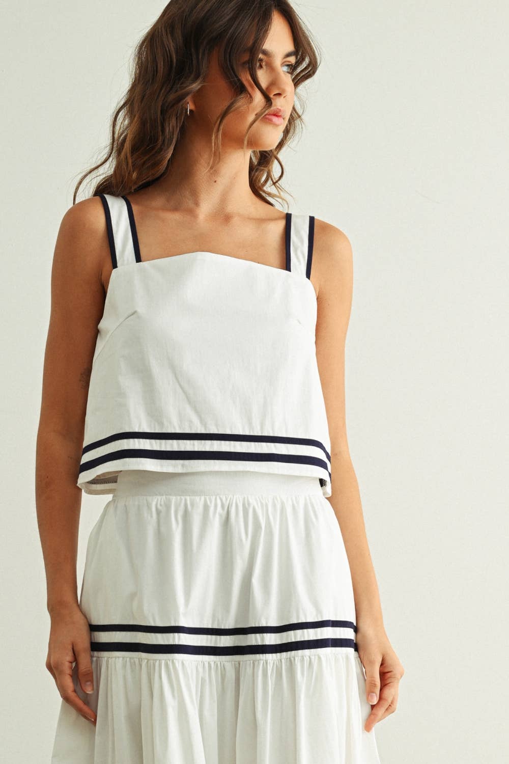 Marine Skirt Set: White/Navy