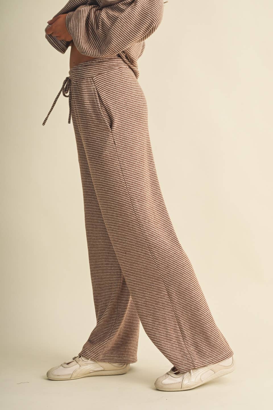 Striped Soft Brushed Lounge Set: Mocha Stripe