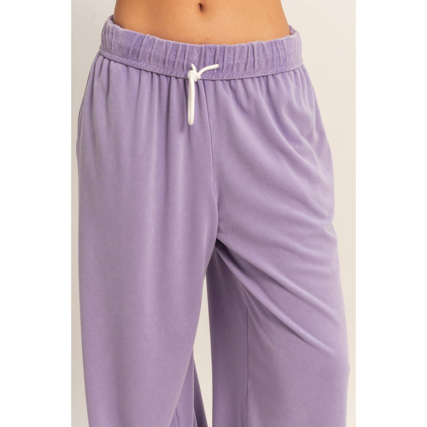 Fold Over Sweatpant Set: DUSTY PURPLE