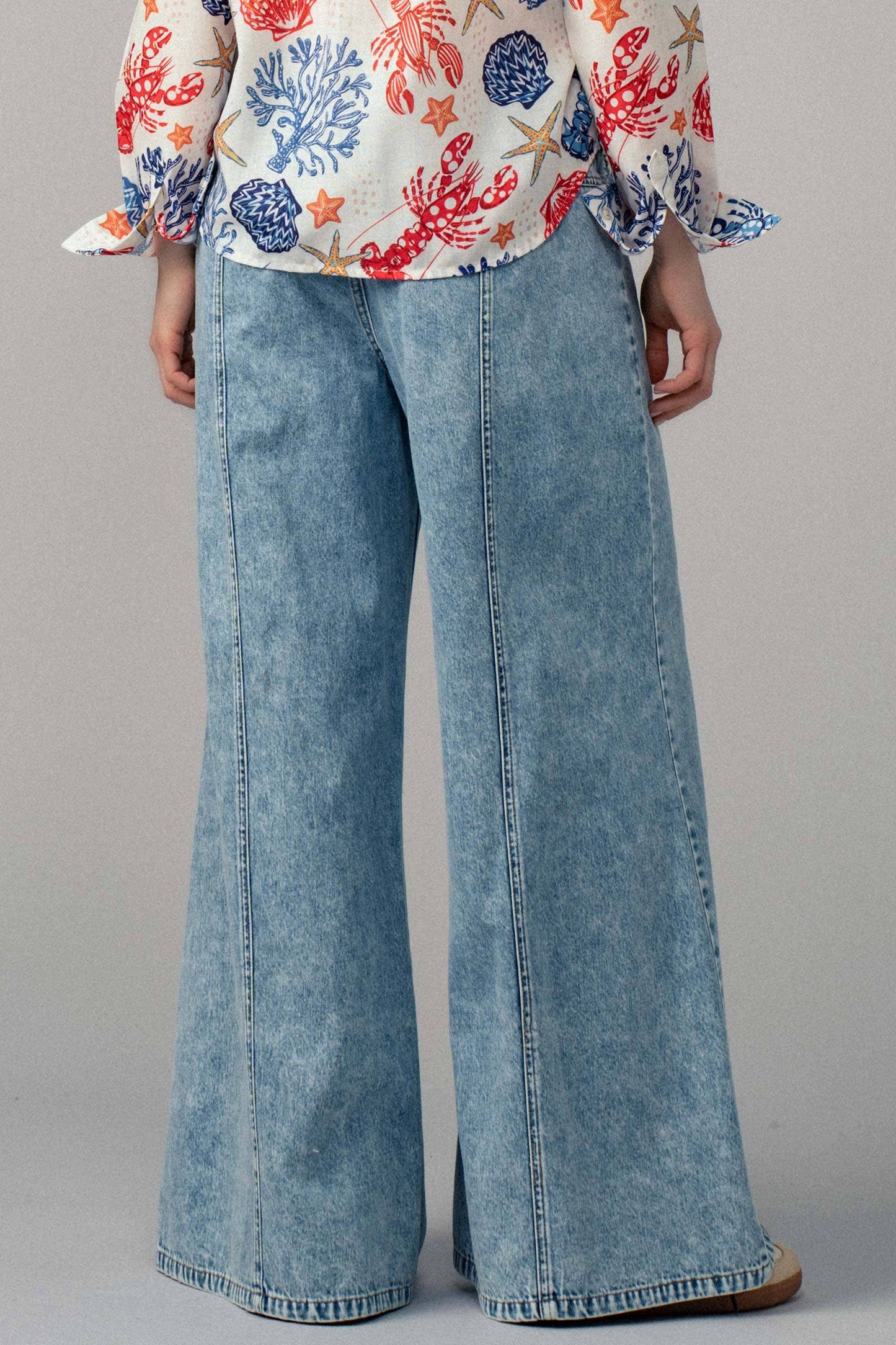 Relaxed Wide Leg Drawstring Western Pants: DK DENIM