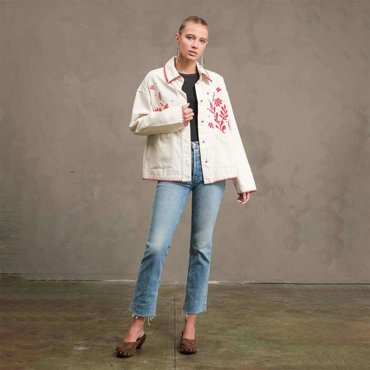 Embroidered Folk Jacket: CREAM