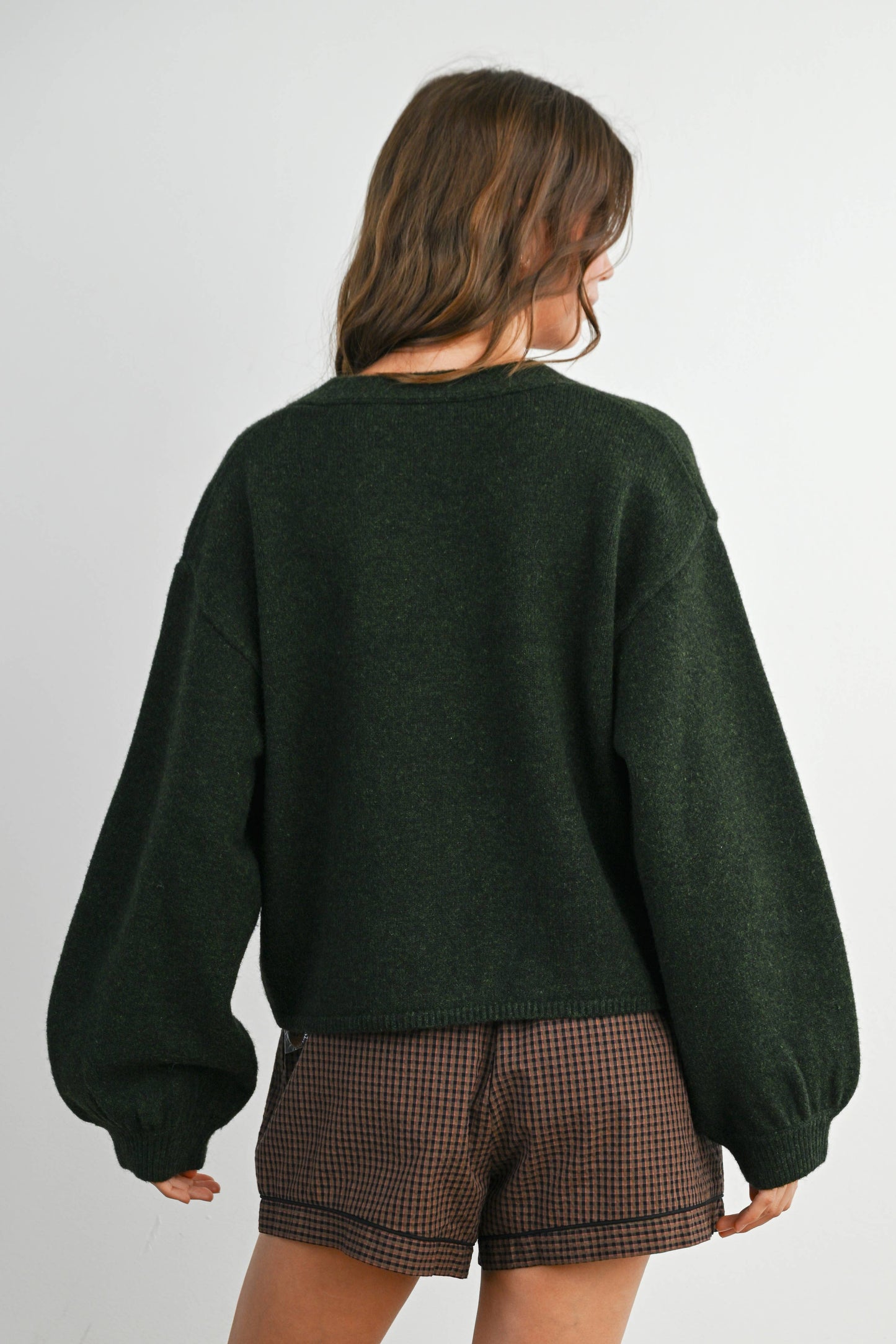 Elastic High-Waisted Trimmed Shorts: BROWN