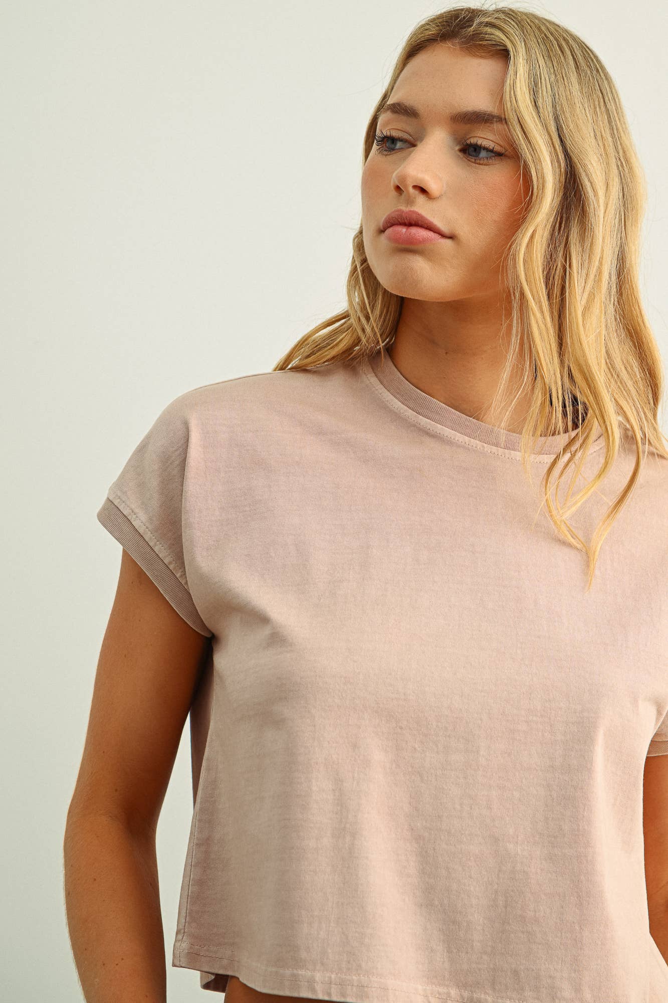 WASHED SHORT SLEEVE TOP: Pink