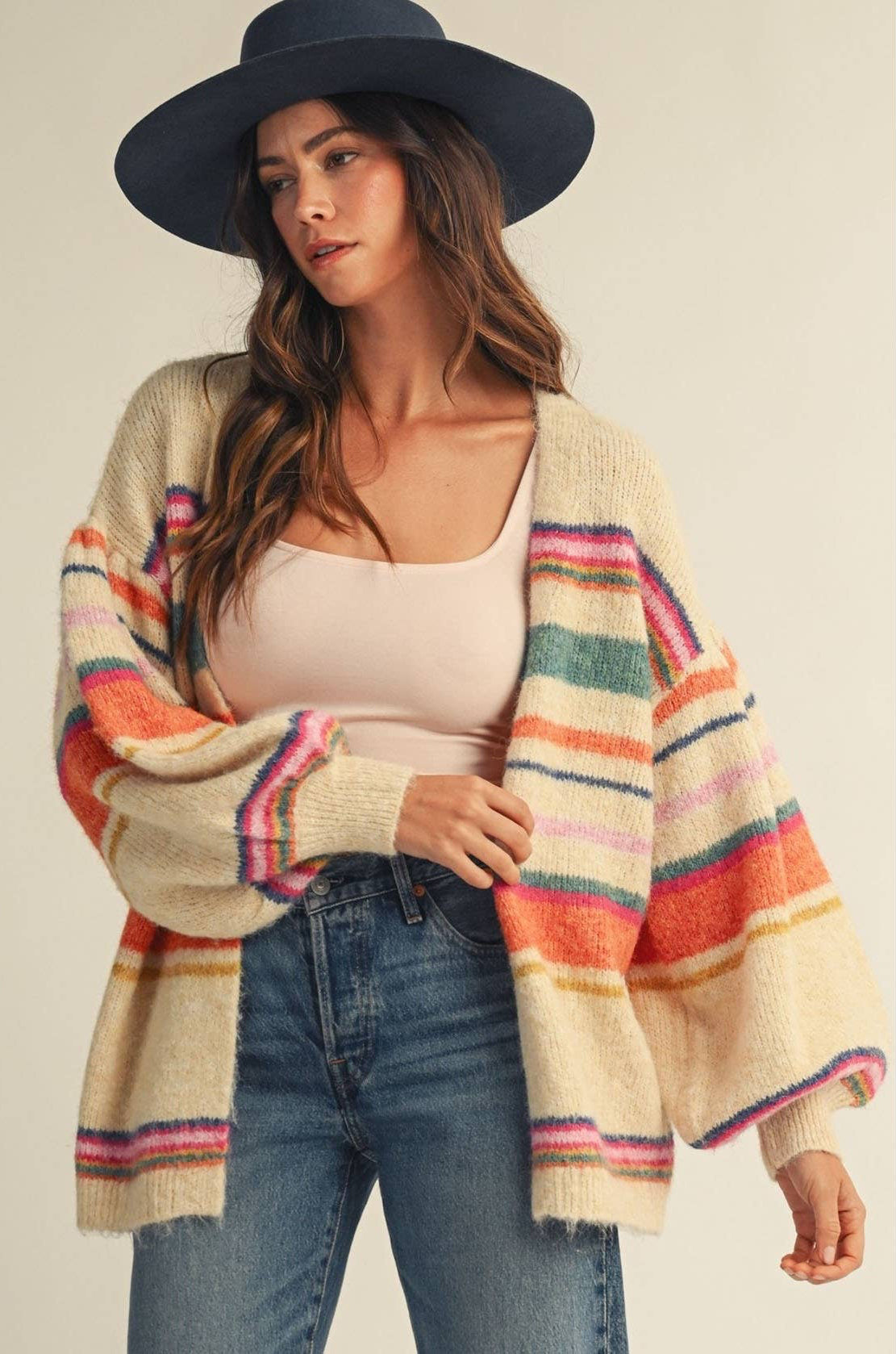 Sunset Stripe Relaxed Cardigan: MULTI