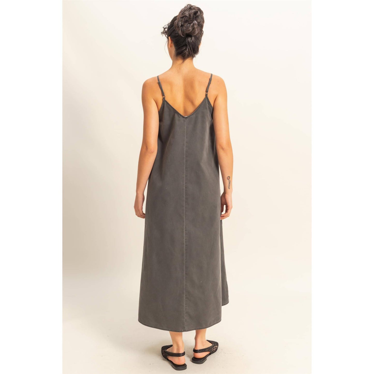 Dyed Maxi Dress: DENIM BLACK