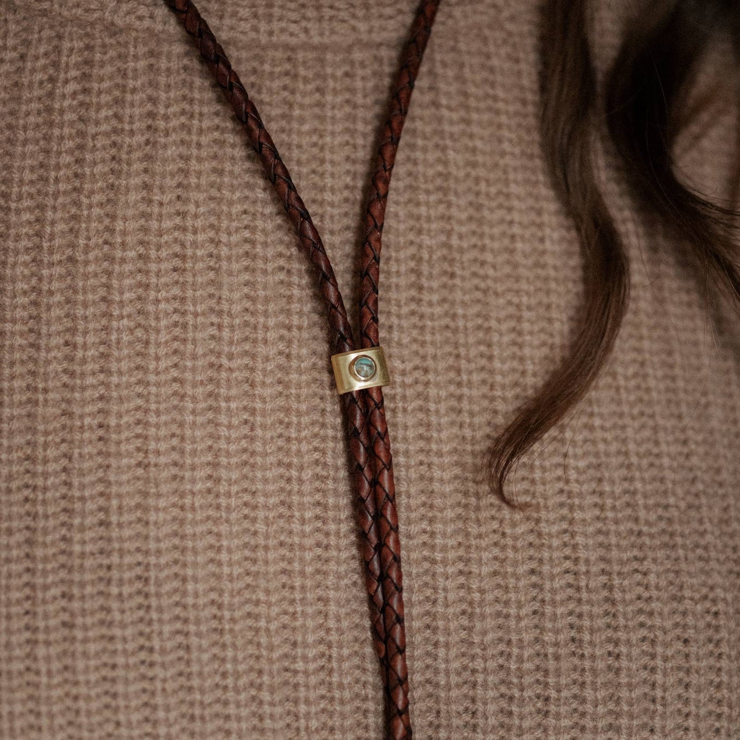 Carlile Bolo Tie: Black / Braided / Brass