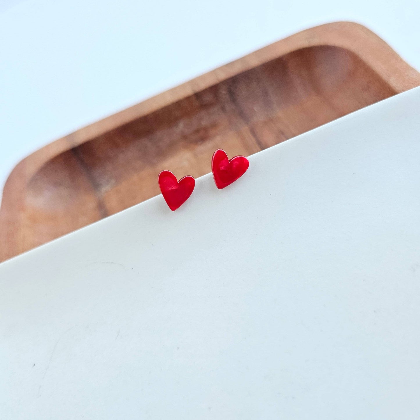 Hand Drawn Heart Studs - Red // Jewelry, Earrings, Valentines
