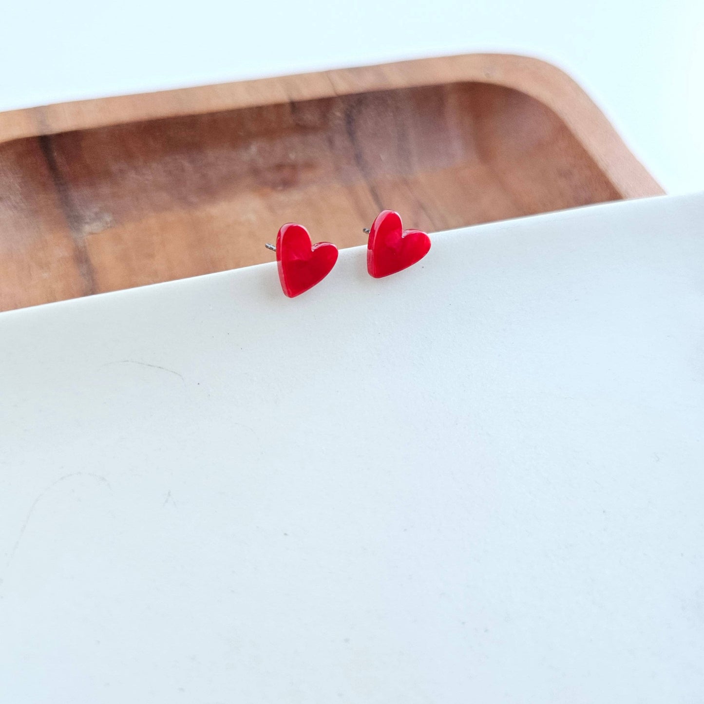 Hand Drawn Heart Studs - Red // Jewelry, Earrings, Valentines