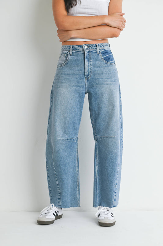 Barrel Jean w/ Seams - Light Denim