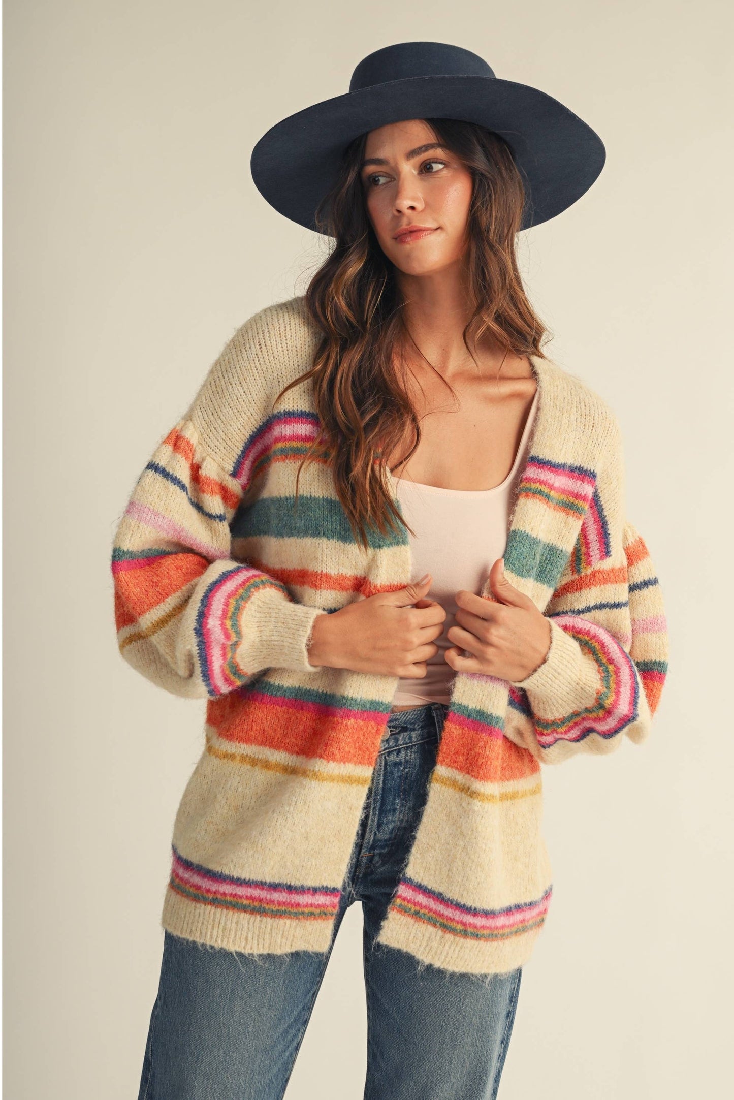 Sunset Stripe Relaxed Cardigan: MULTI