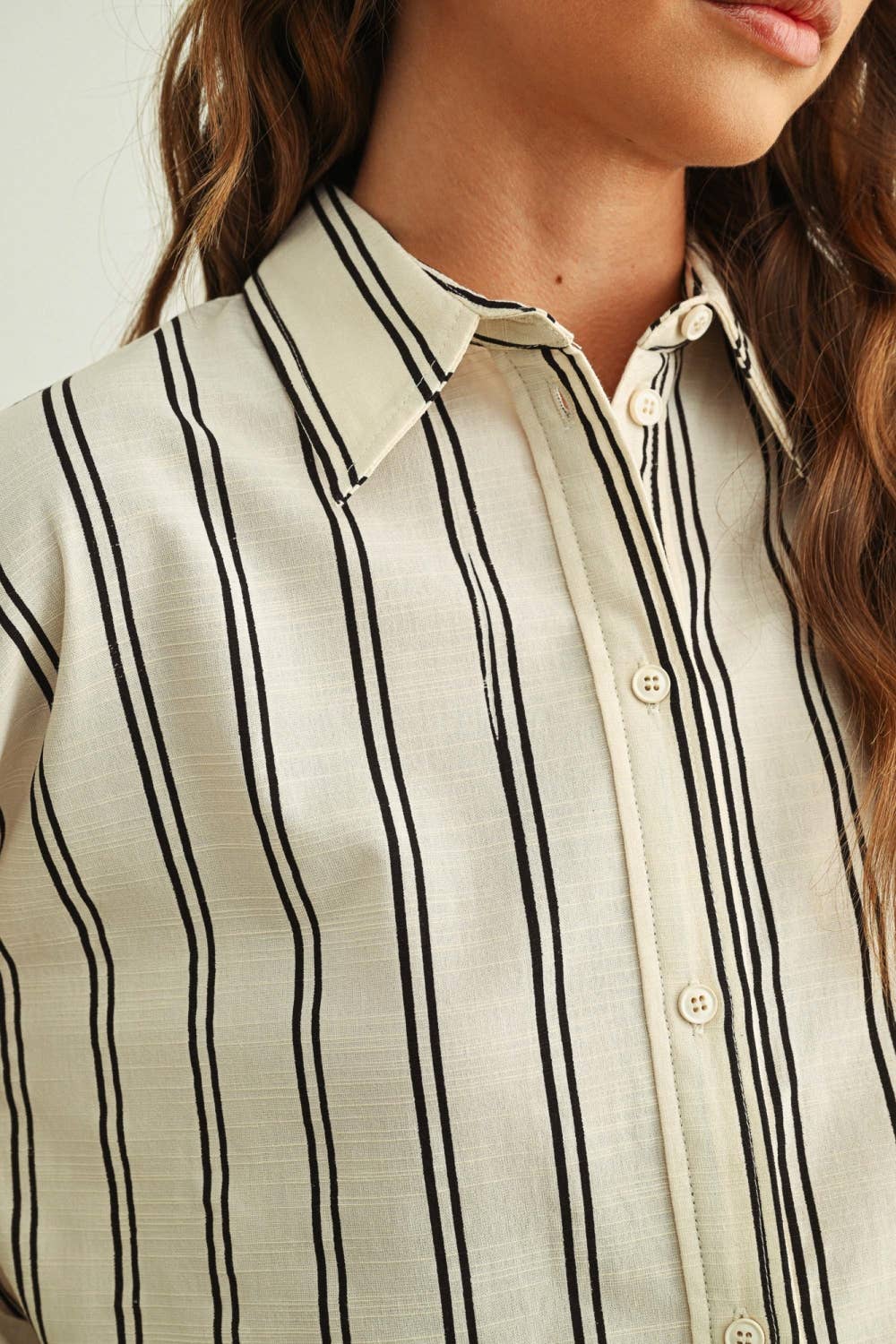 STRIPED BUTTON FRONT SHIRT