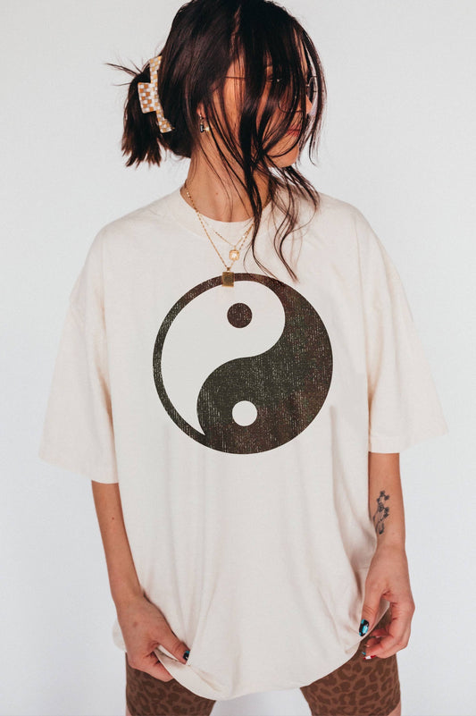 Yin Yang Boho Graphic Tee - Ivory