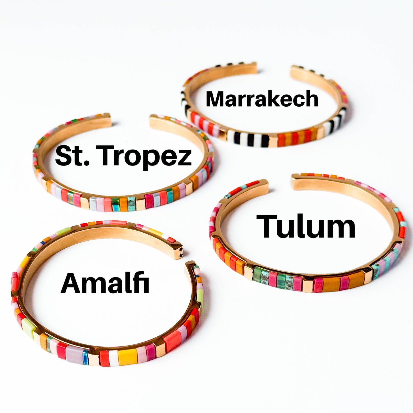 Colorful Tila Bead Cuff Gold Plated Adjustable Bracelet: Marrakech