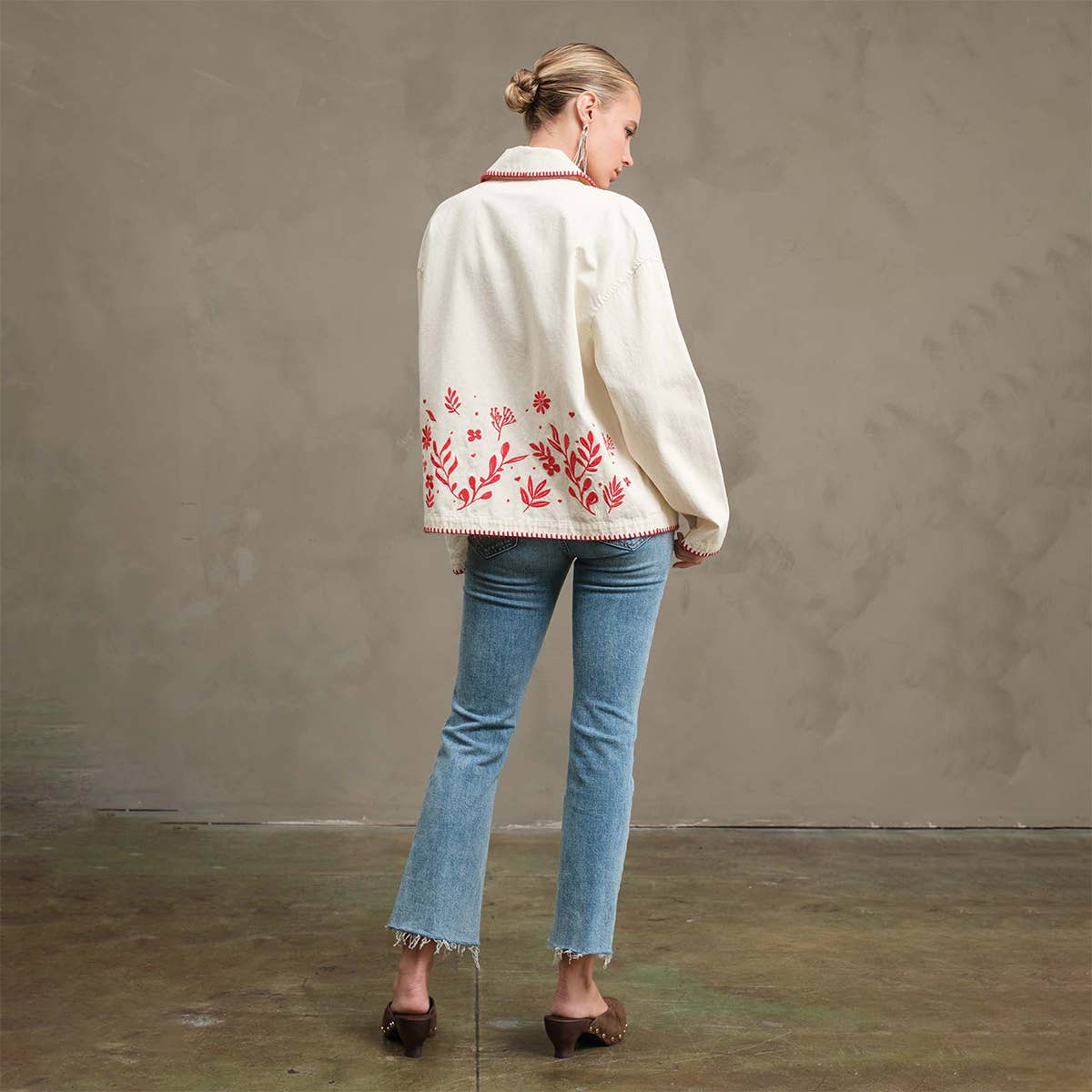 Embroidered Folk Jacket: CREAM