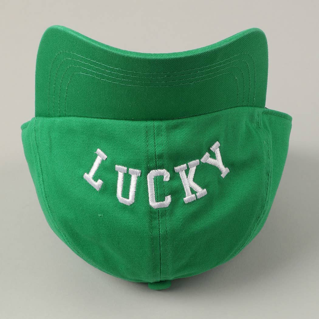 LUCKY Upside Down Embroidery Baseball Cap: Green