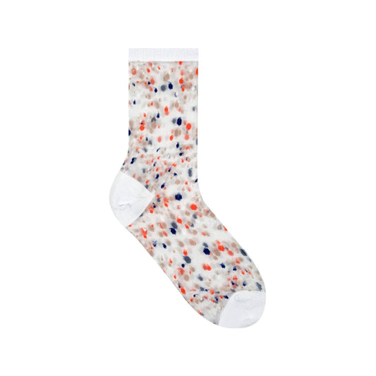 Women's Crew Sheer Multi See-Through  Dots Socks:
