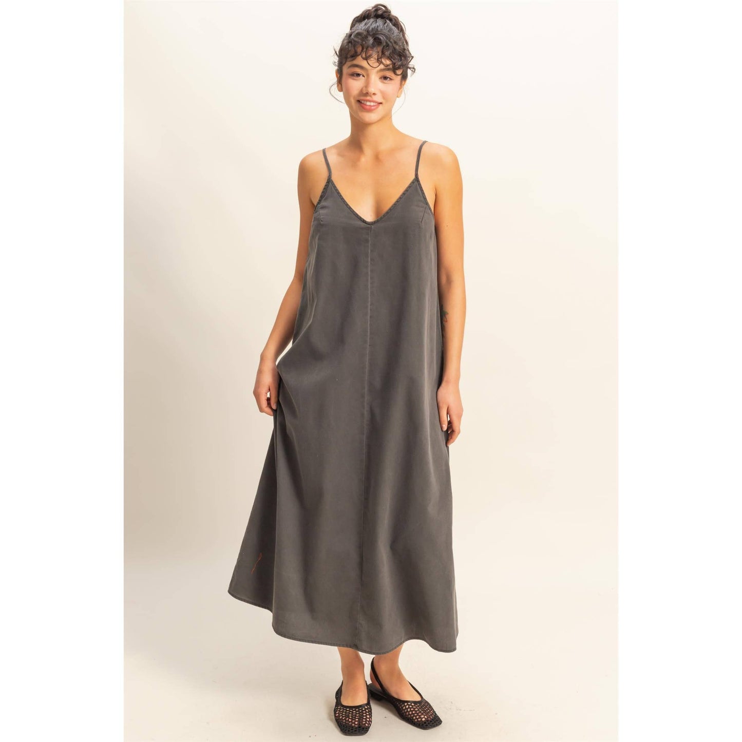 Dyed Maxi Dress: DENIM BLACK