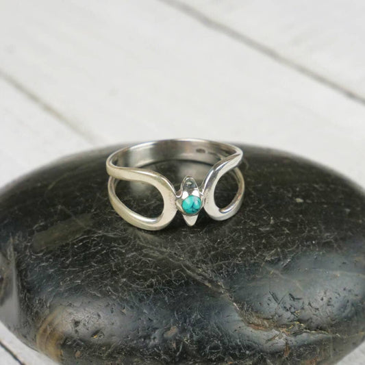 Sterling Silver Nestled Stone Ring - Turquoise
