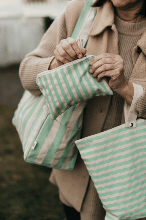 Organic Tote LOW - Striped : Brown