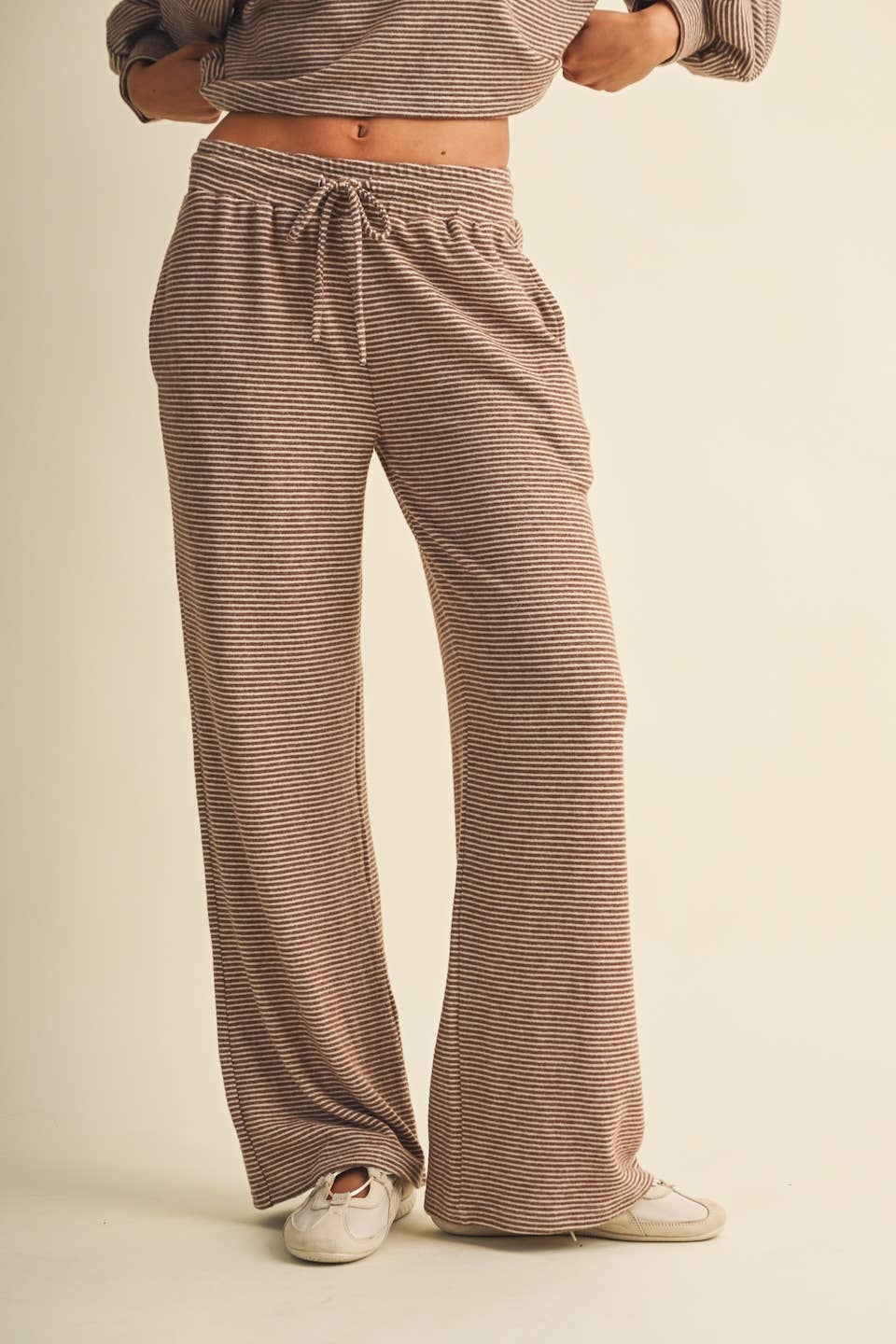 Striped Soft Brushed Lounge Set: Mocha Stripe