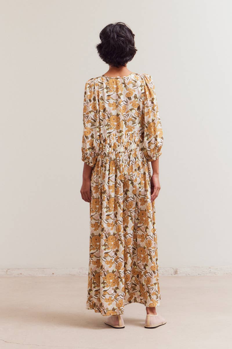 FLORAL PLEAT WAIST DRESS