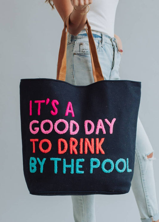 Navy Drink By The Pool Tote