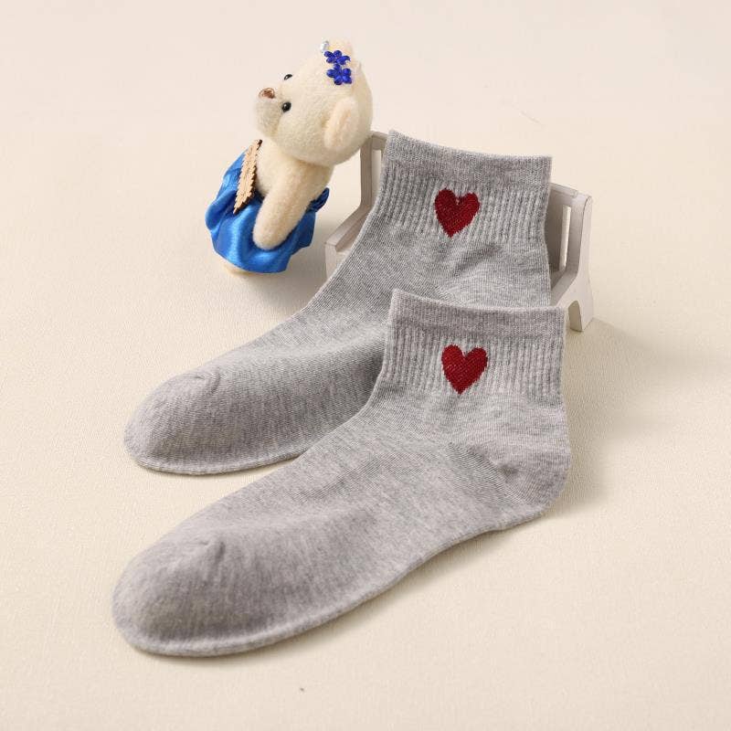 Hearts Crew Socks: Grey