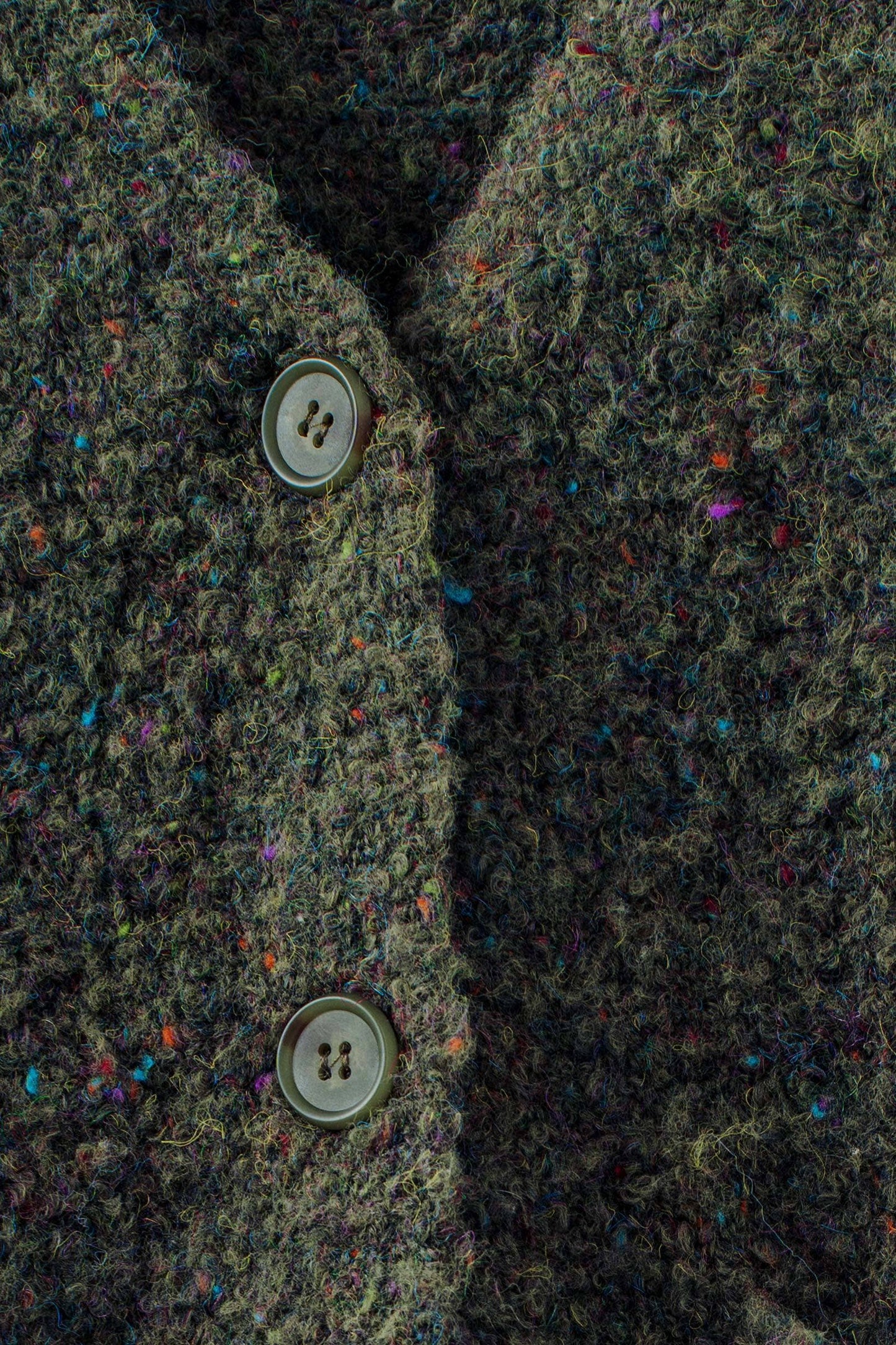 Confetti Boucle Textured V-Neck Cardigan: OLIVE