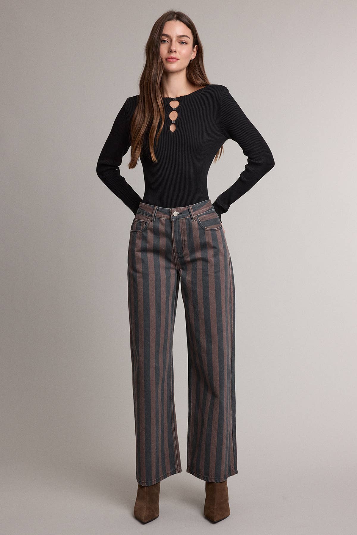 Vintage Stripe Jeans: BROWN STRIPE