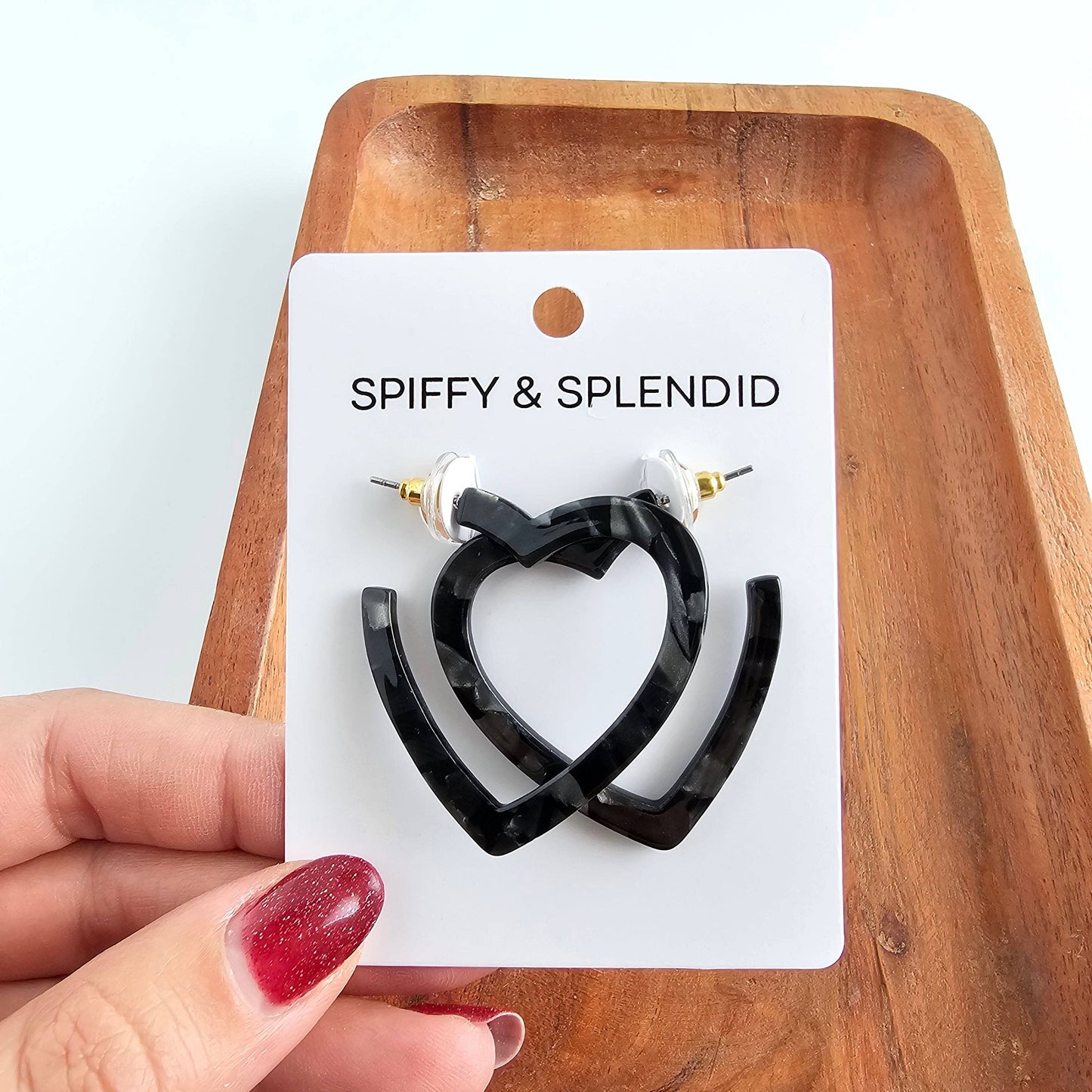 Heart Hoops - Black // Valentine's Earrings