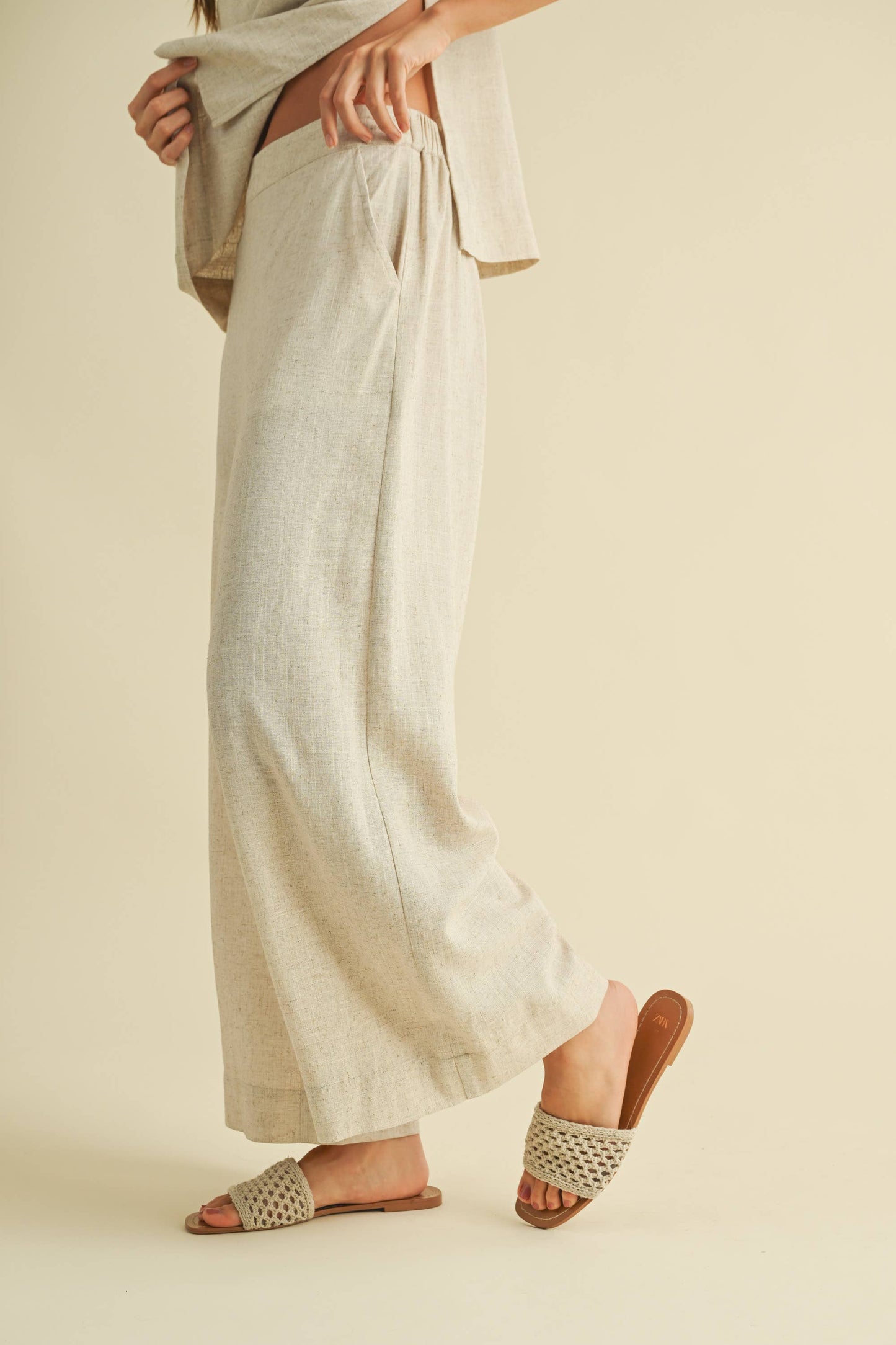 TUNIC SQUARE NECK CAMI AND LONG WIDE LEG PANTS SET