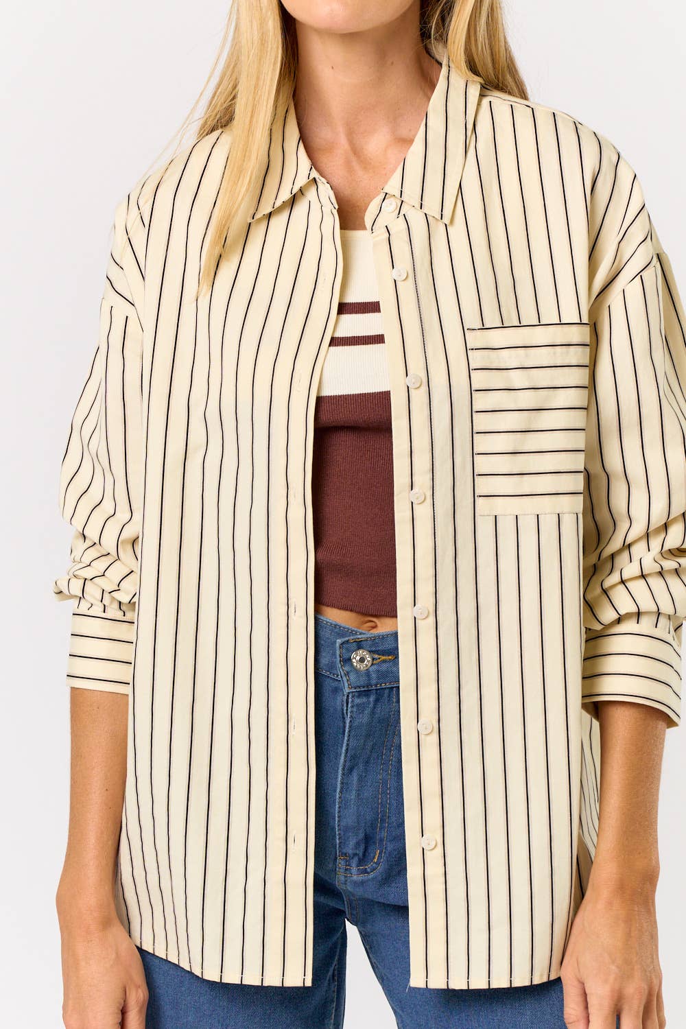 Striped Oversized Shirt : ECRU