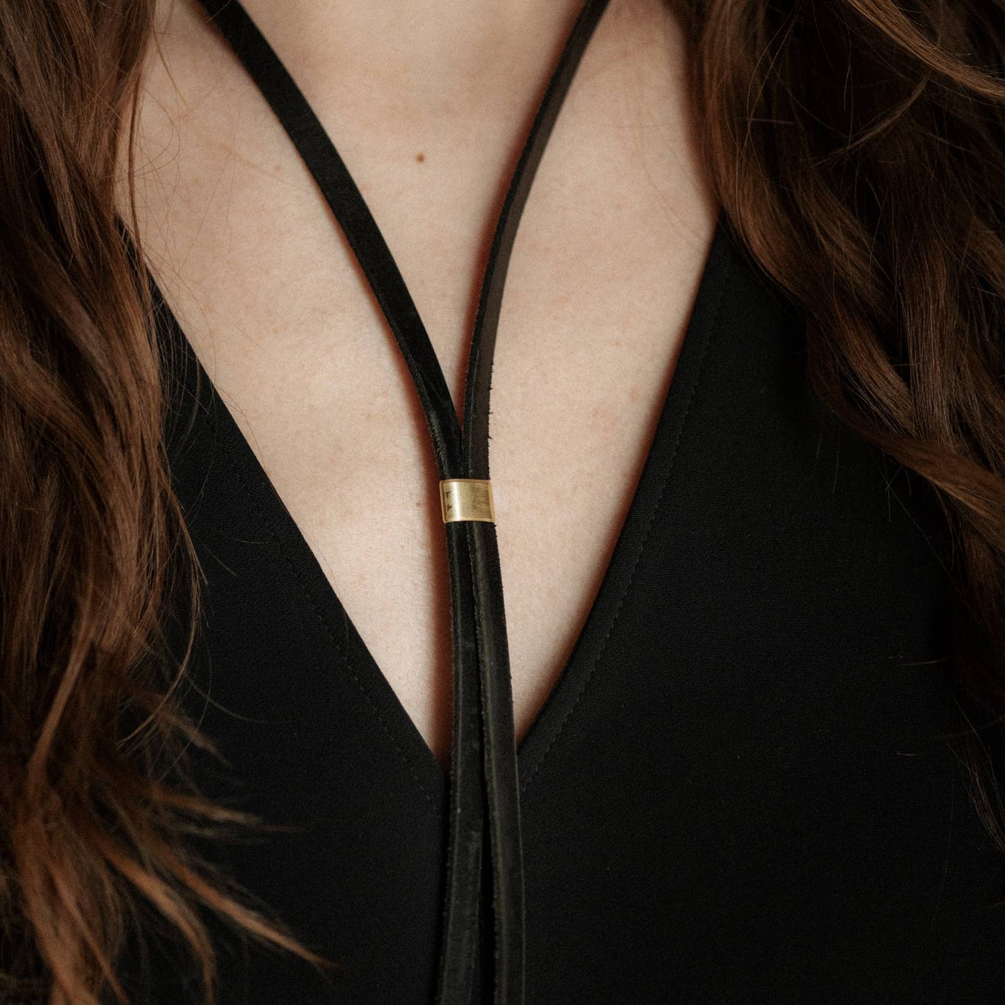Carlile Bolo Tie: Black / Braided / Brass