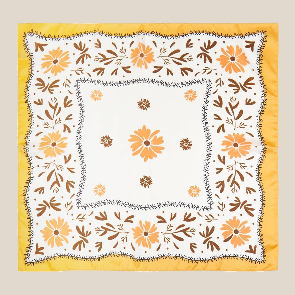 Flower Pattern Bandana Scarf: yellow