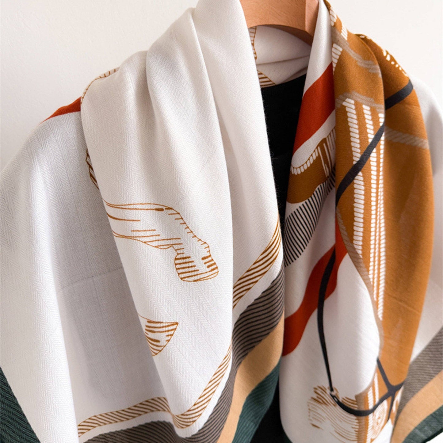 Horse Print Large Square Scarf Lightweight Shawl Wrap 35 x 35 Inch