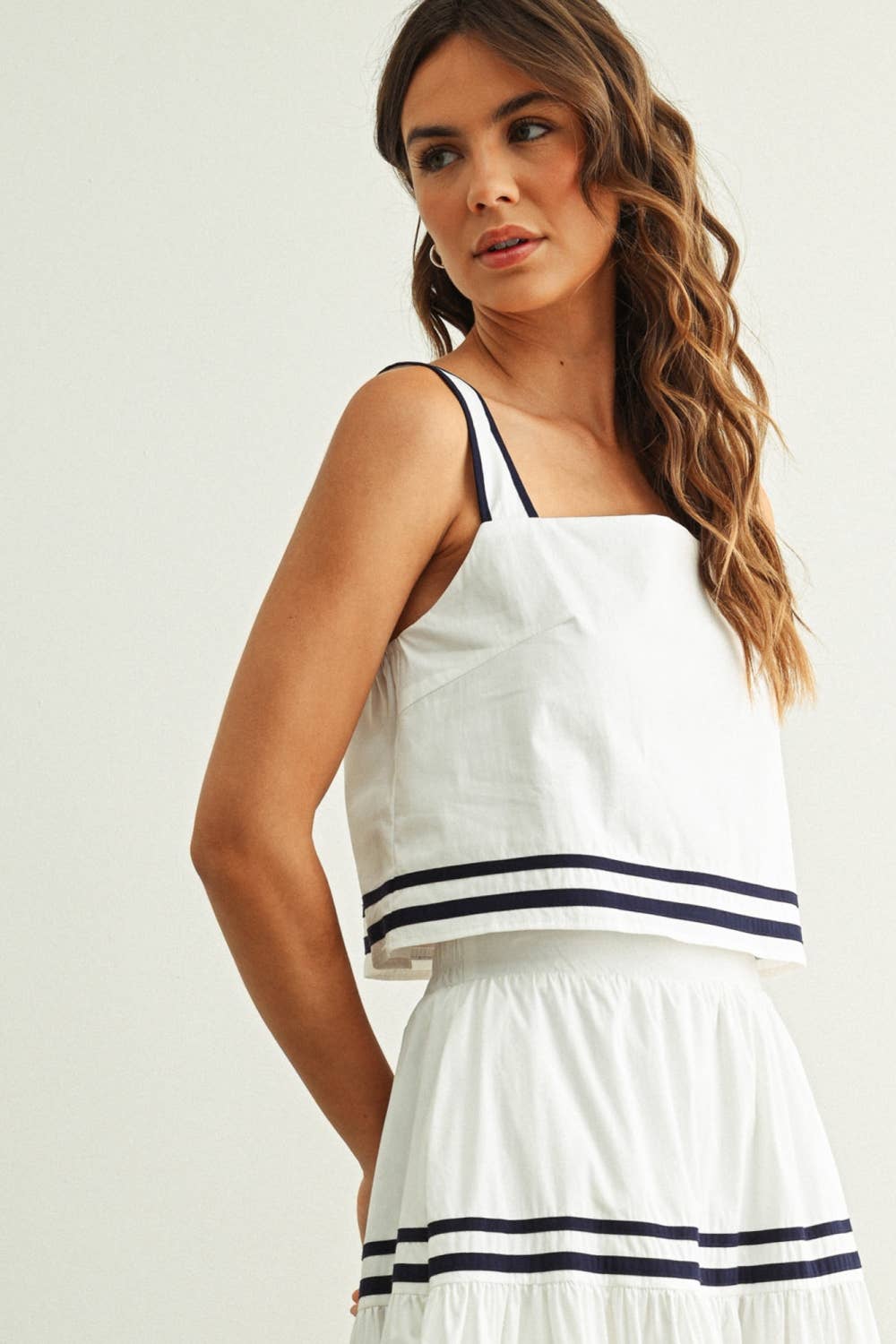 Marine Skirt Set: White/Navy