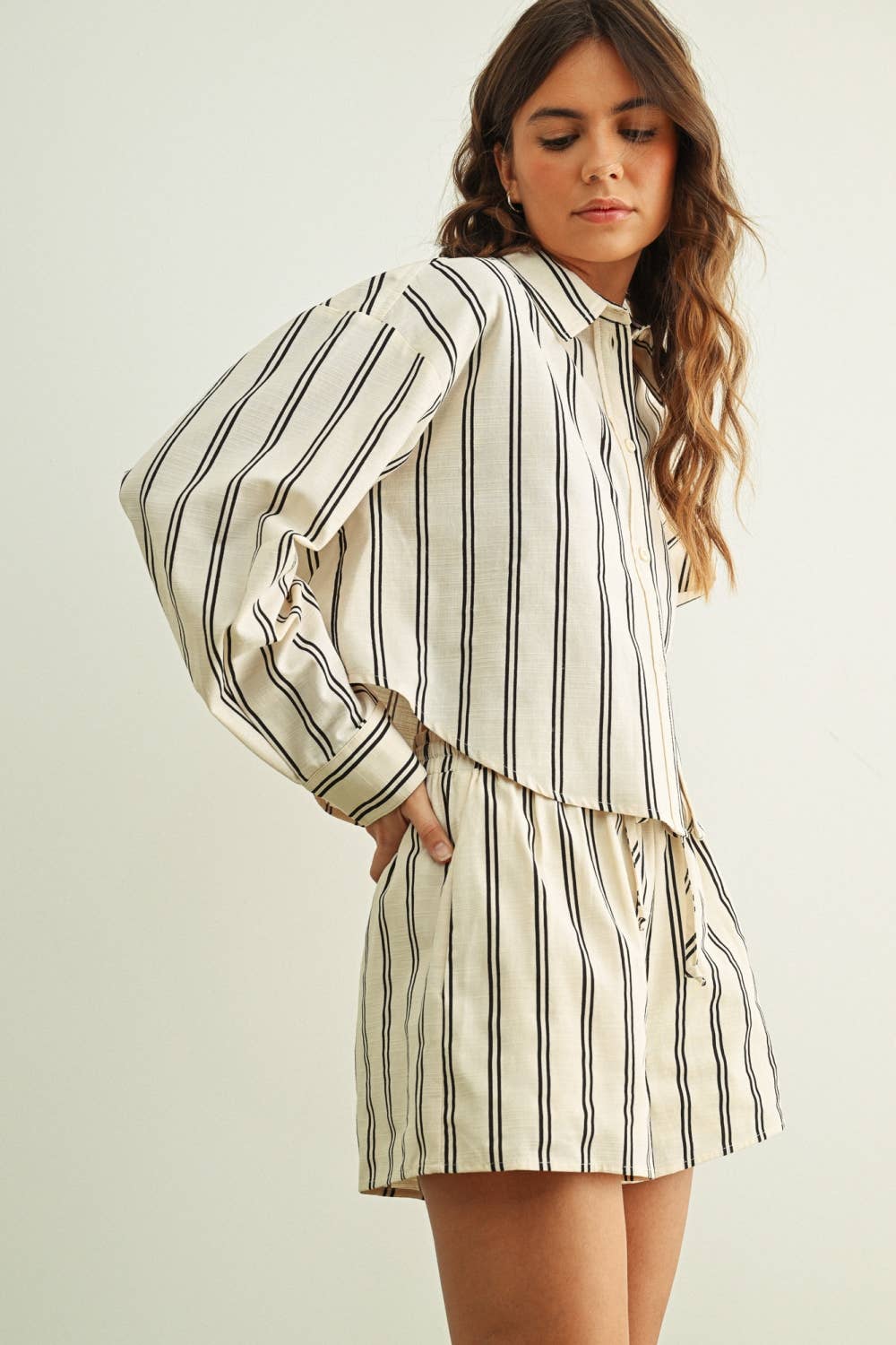 STRIPED BUTTON FRONT SHIRT