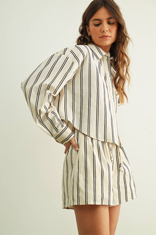STRIPED BUTTON FRONT SHIRT