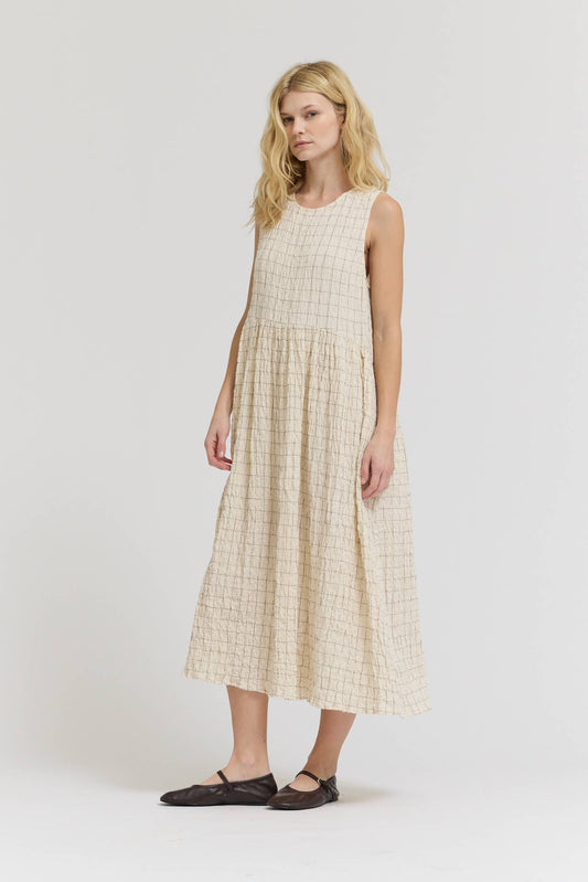  GRID GAUZE EASY DRESS: CREAM