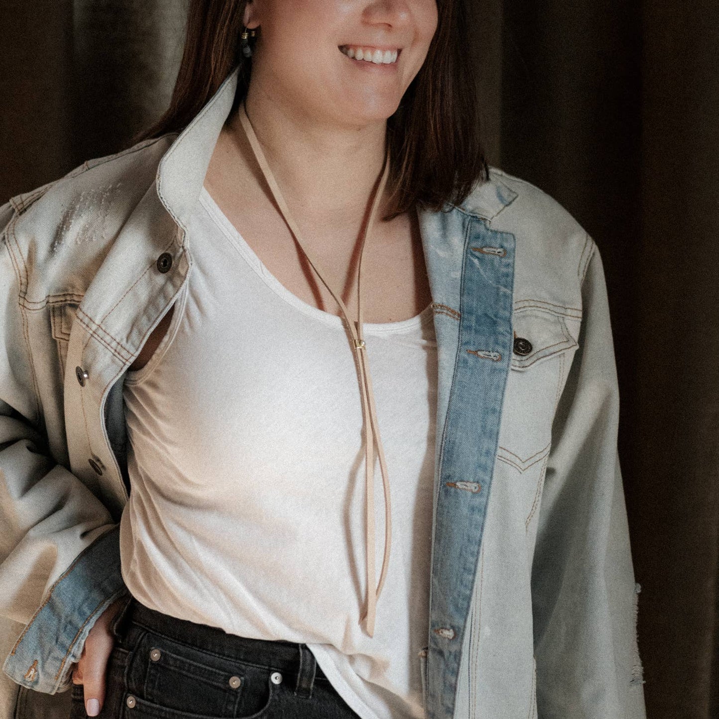 Carlile Bolo Tie: Black / Braided / Brass