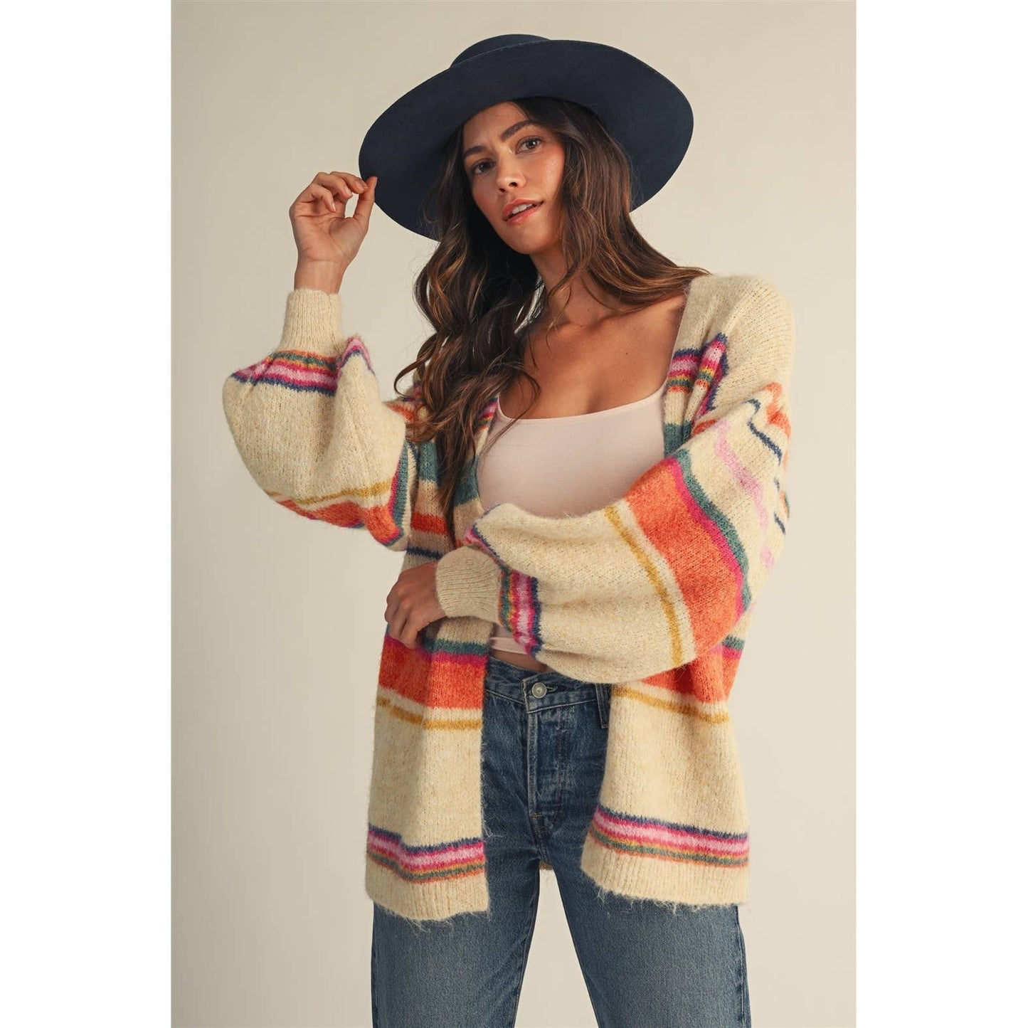 Sunset Stripe Relaxed Cardigan: MULTI