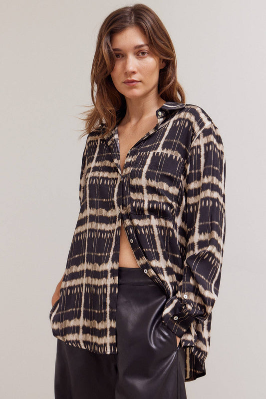 PRINTED SATIN SHIRT: Mulit