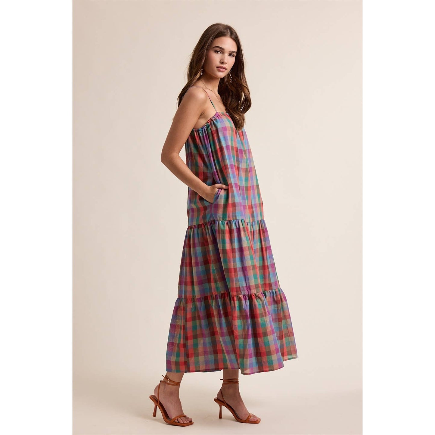MULTICOLOR PLAID MAXI DRESS