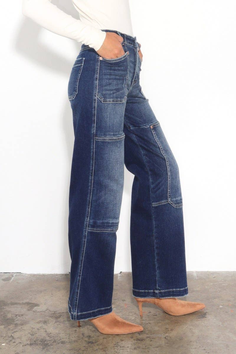 HIGH RISE RELAXED WIDE LEG JEANS: Vintage Wash