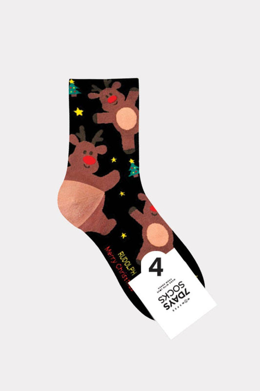 Women's Crew Merry Pop Pop Socks Rudolph